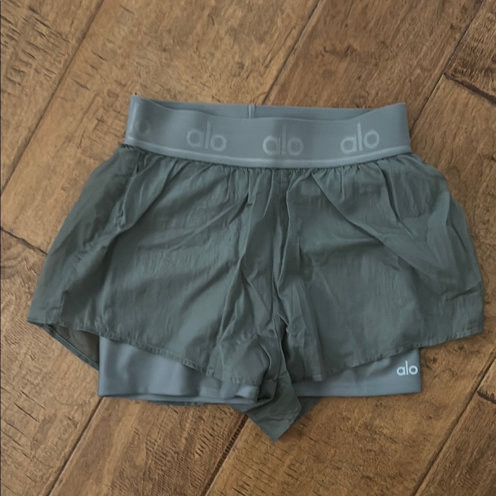Alo Green/Gray Athletic Shorts